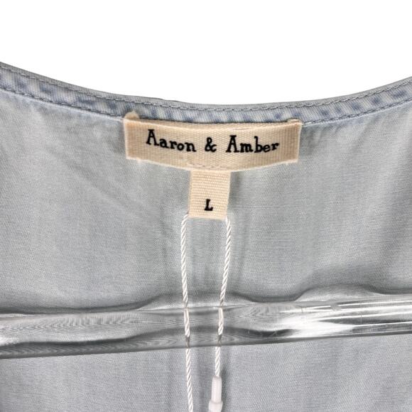 Aaron & Amber Romper Light Blue Chambray Large Sleeveless New - Picture 8 of 12
